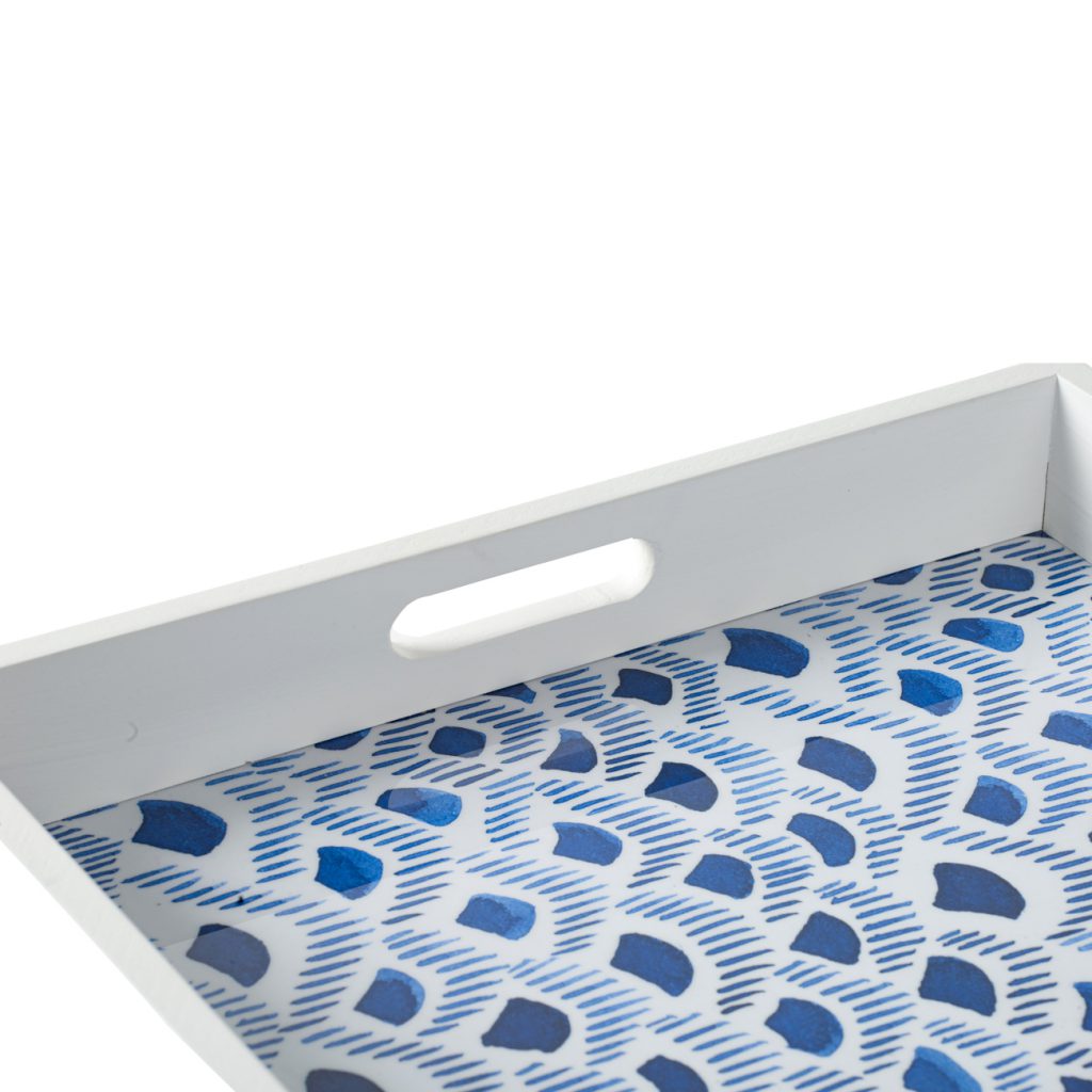 A&B Home Bold Indigo and White Decorative Tray | Trays | Modishstore - 5
