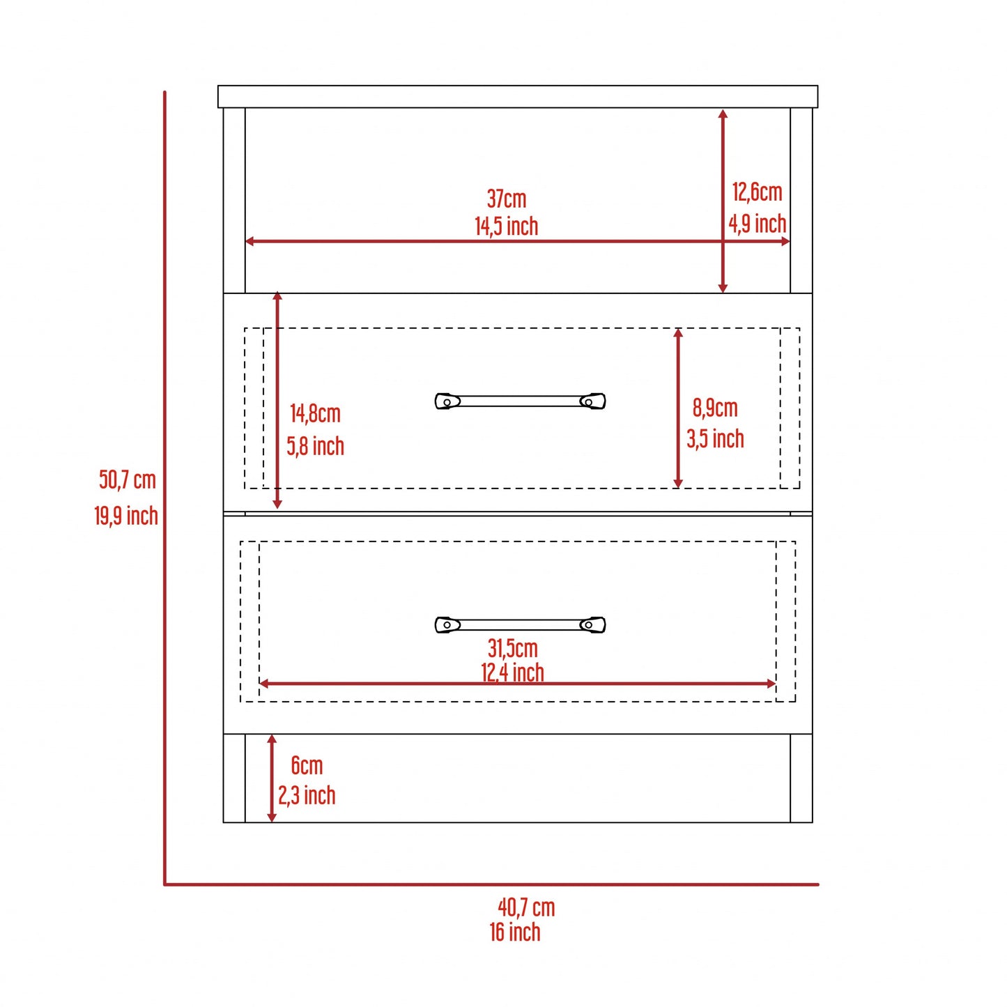 Brown Open Compartment Two Drawer Nightstand By Homeroots | Nightstands | Modishstore - 9
