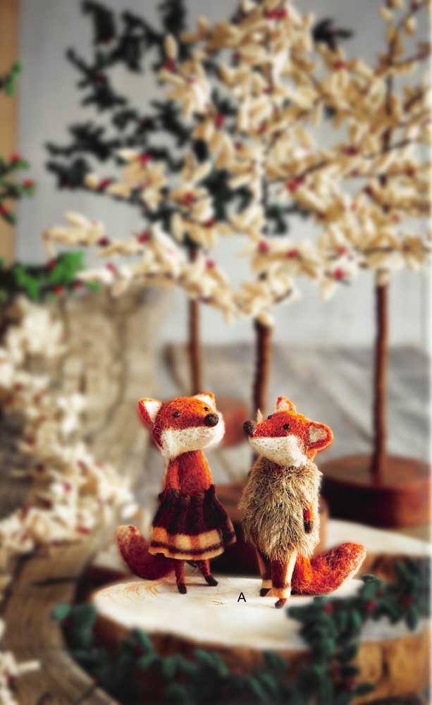 Roost Mr. & Mrs. Fox Ornaments in a Thicket-  Set Of 8-6