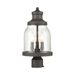 Renford 3-Light Outdoor Post Mount in Architectural Bronze with Seedy Glass by ELK Lighting