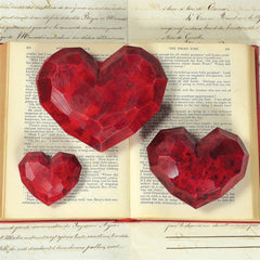 Faceted Soapstone Hearts - Red Set Of 4 By HomArt