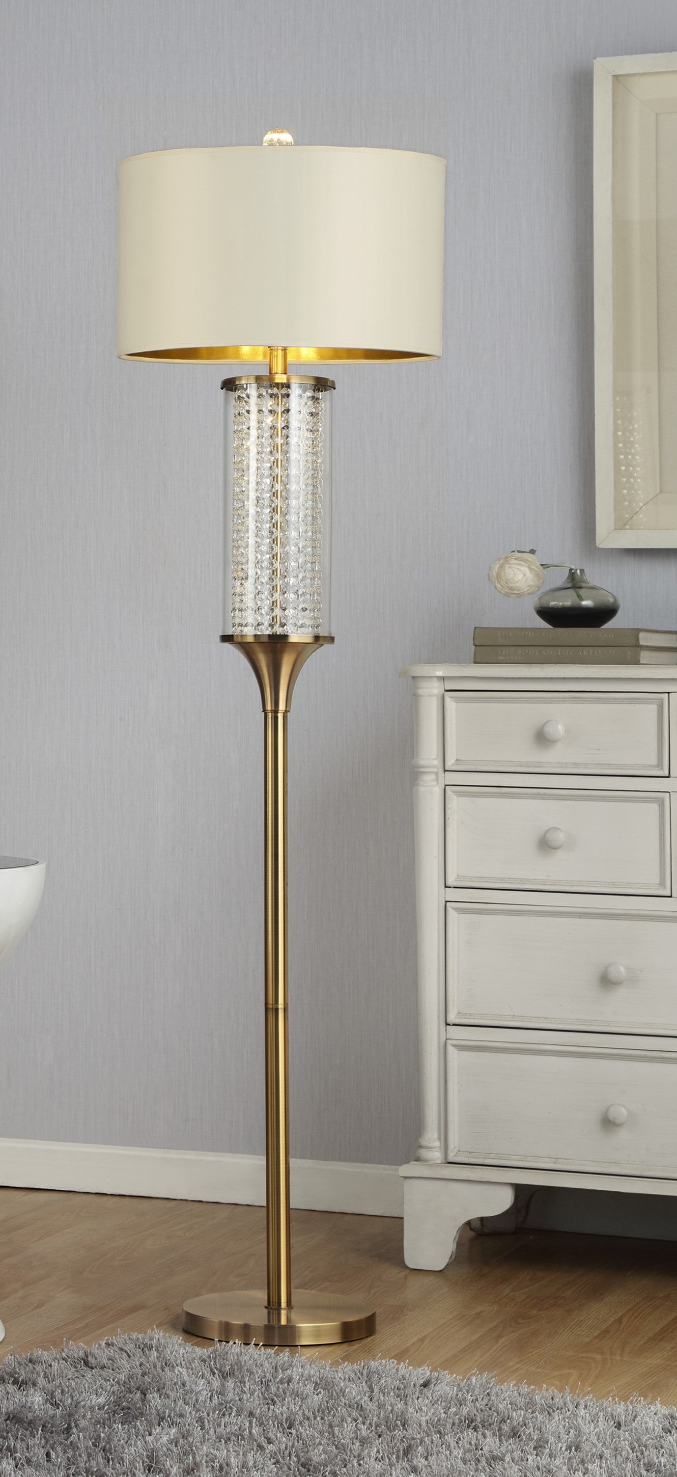Gold Crystal Floor Lamp By Homeroots | Floor Lamps | Modishstore - 4