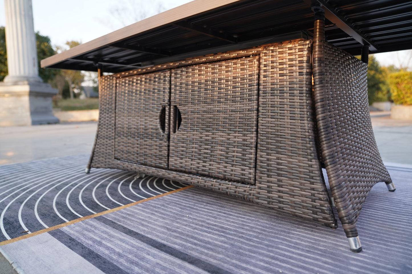 Brown Wicker Outdoor Patio Gas Fire Pit Table By Homeroots | FIRE PITS | Modishstore - 6