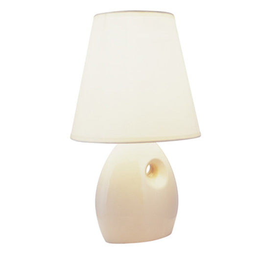 Contempo Contour Beige Ceramic Table Lamp By Homeroots | Table Lamps | Modishstore