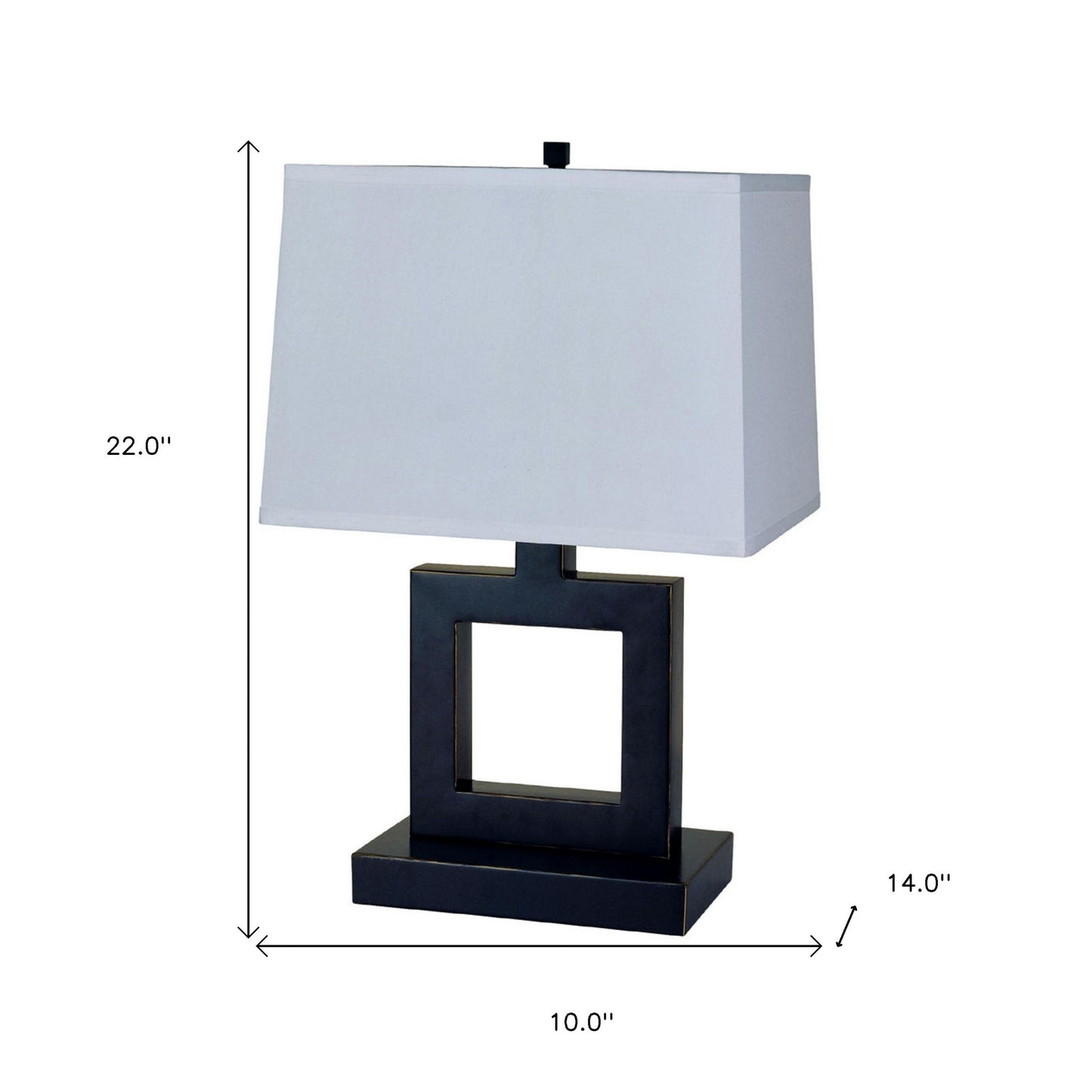 22" Bronze Open Square Table Lamp With White Rectangle Shade By Homeroots | Table Lamps | Modishstore - 6