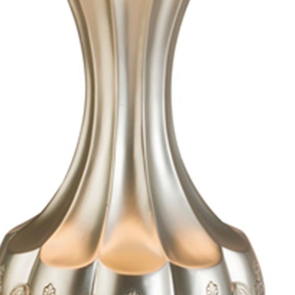 Elegant Silver Table Lamp With White Linen Lamp Shade By Homeroots | Table Lamps | Modishstore - 4