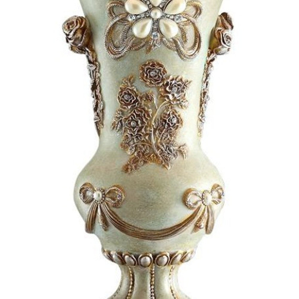 Vintage Silver Table Lamp with Rose Accents By Homeroots | Table Lamps | Modishstore - 4