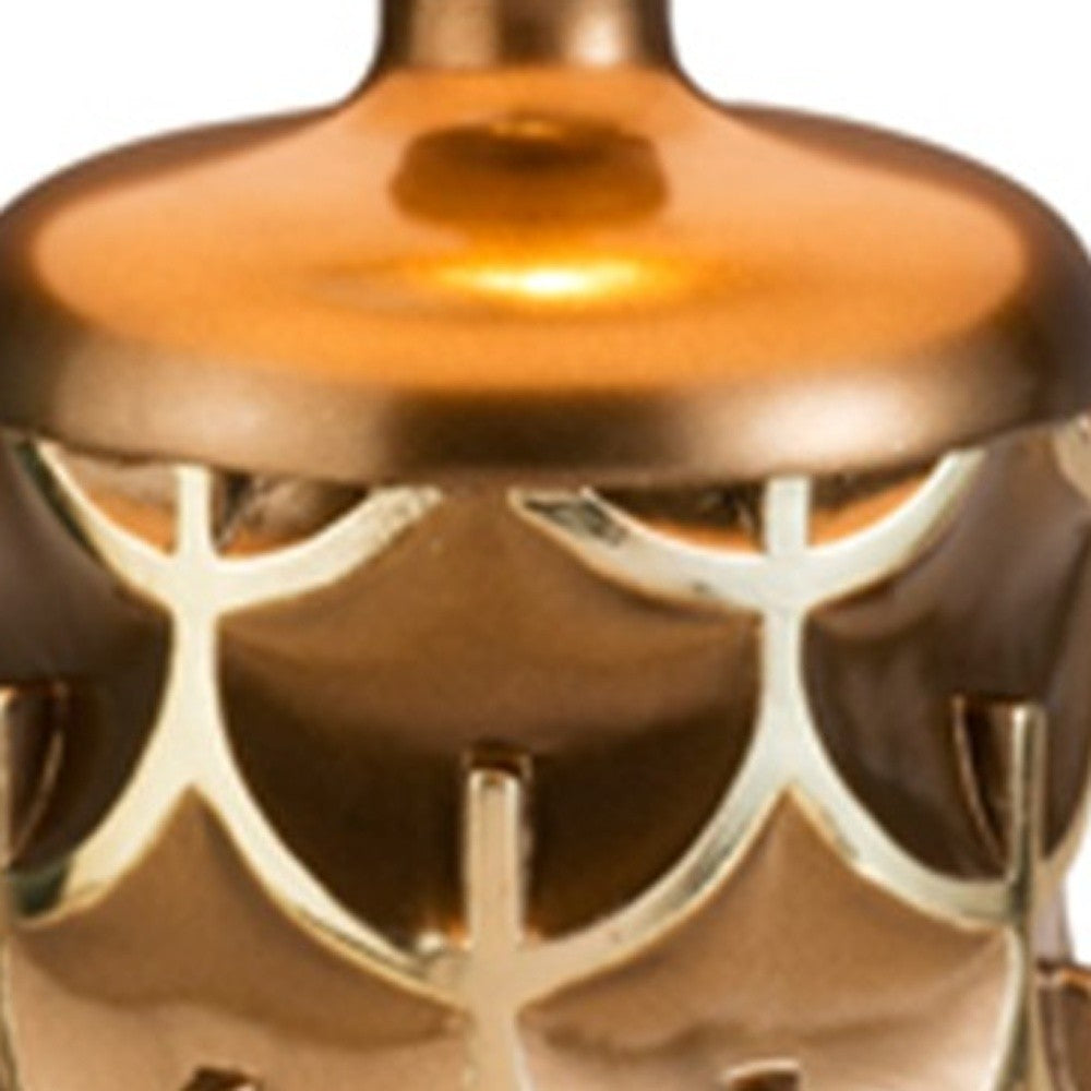 Magestic Brown and Gold Geo Table Lamp By Homeroots | Table Lamps | Modishstore - 4
