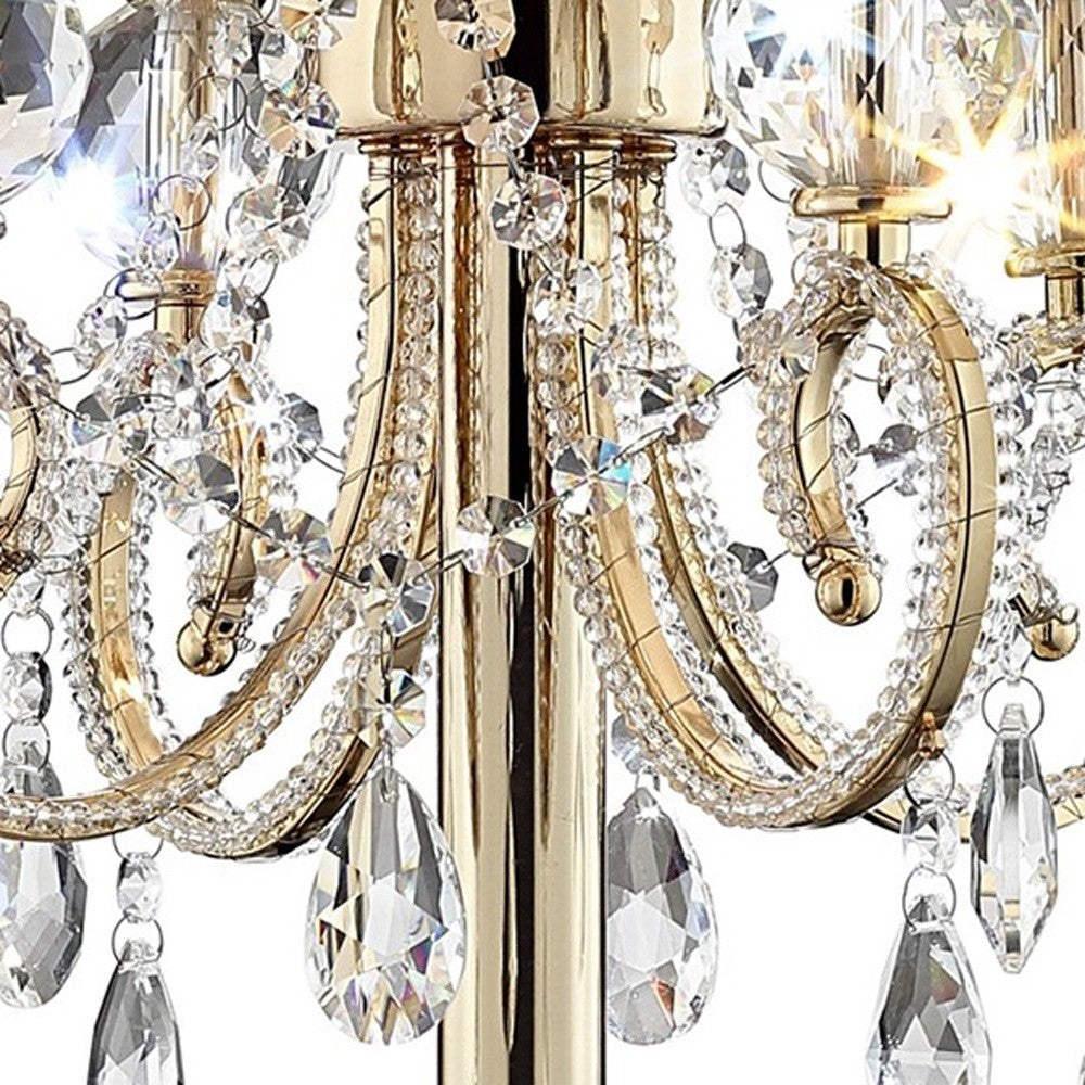 Stunning Brass Gold Finish Table Lamp with Crystal Accents By Homeroots | Table Lamps | Modishstore - 6