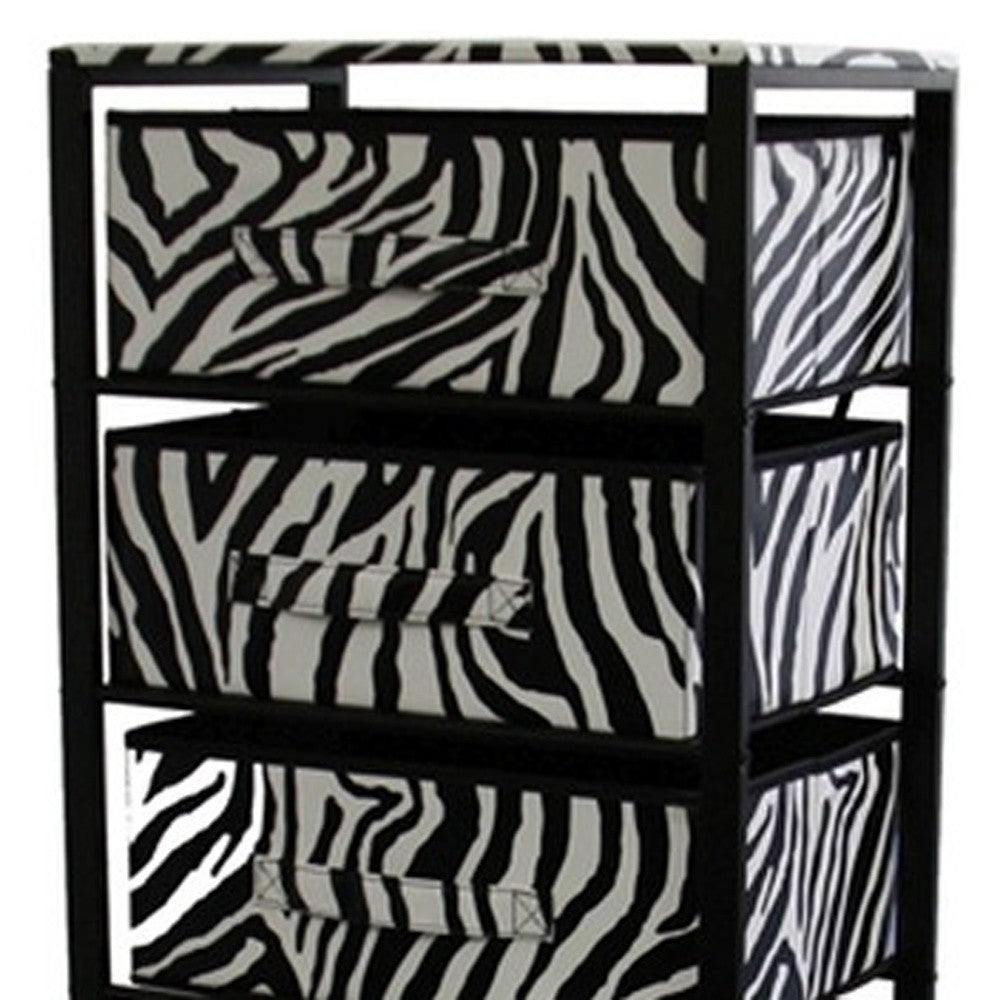 Zebra Black and White Rolling Six Drawer Tower Organizer By Homeroots | Shelves & Shelving Units | Modishstore - 4