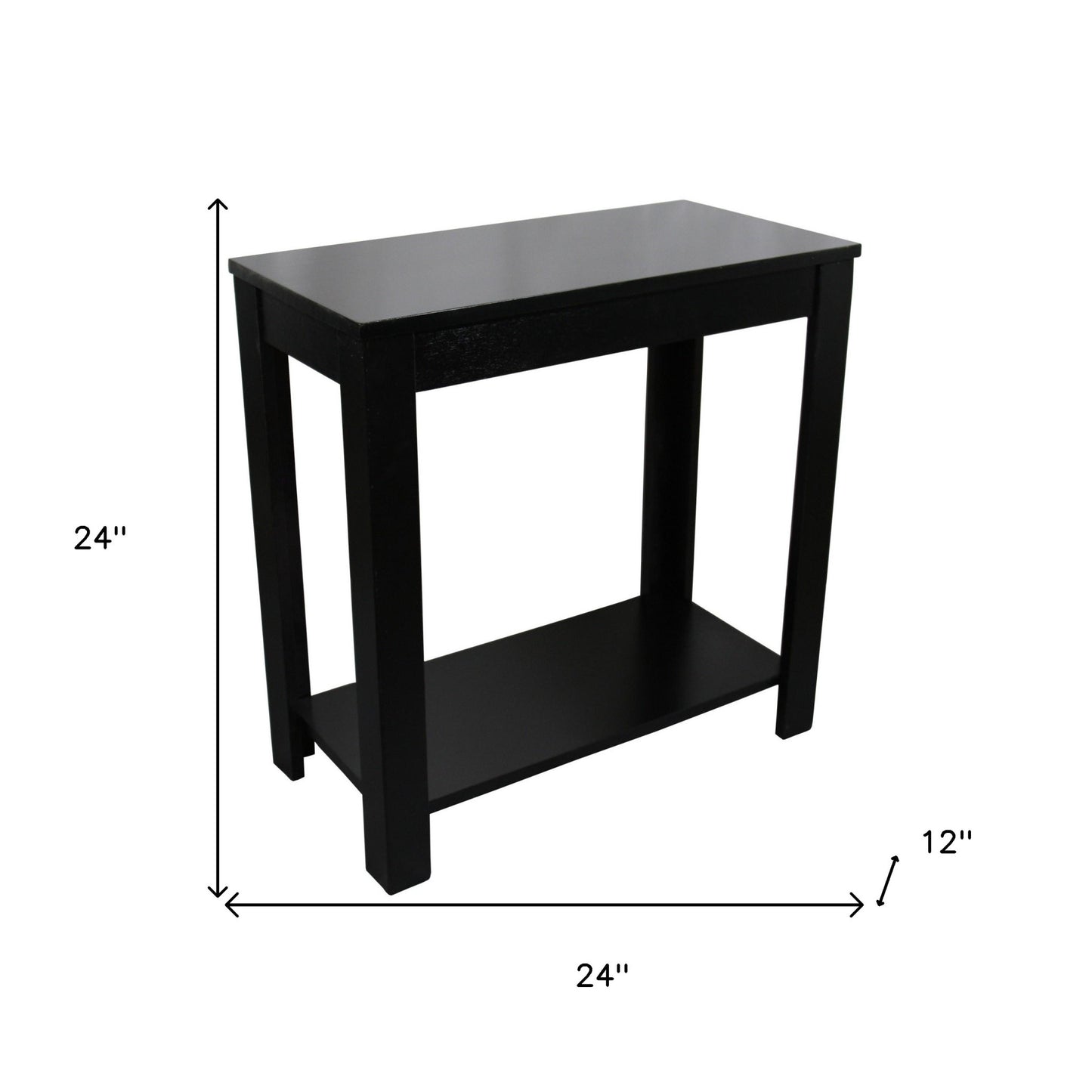 24" Black End Table With Shelf By Homeroots | End Tables | Modishstore - 8