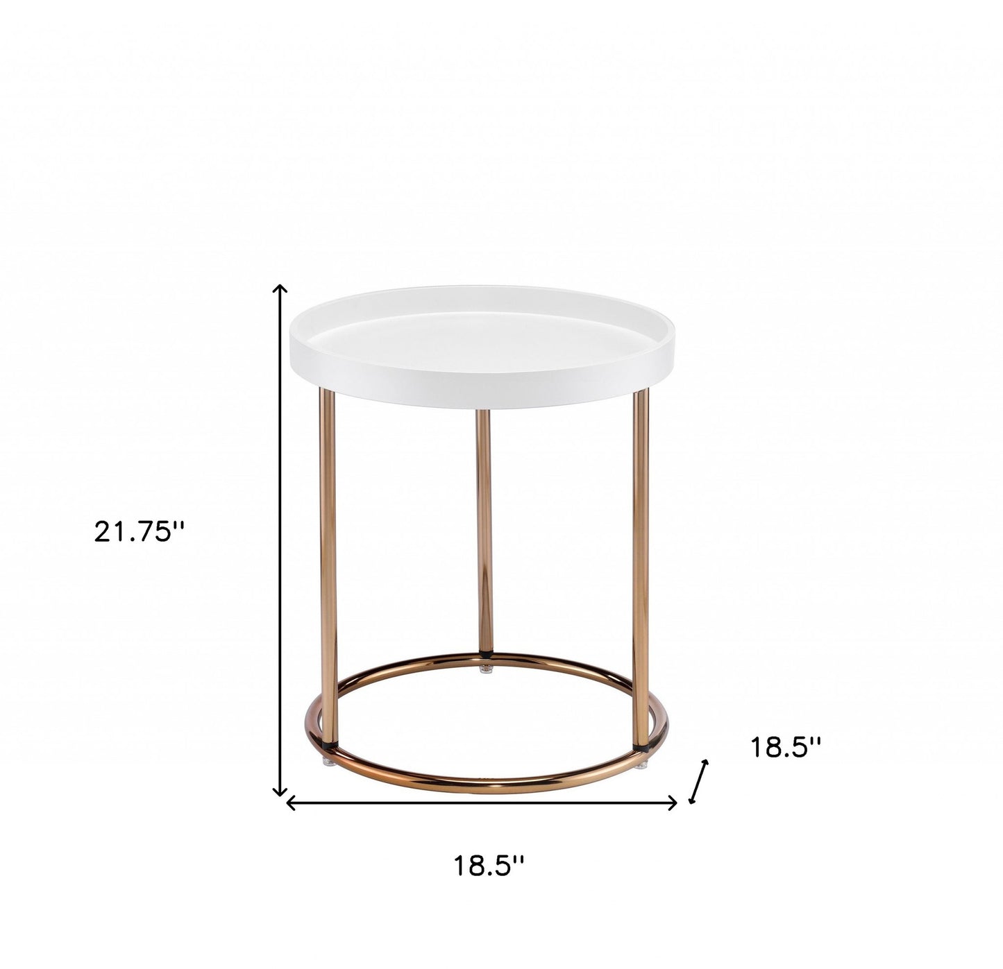 22" Copper And White Solid Wood And Steel Round End Table By Homeroots | End Tables | Modishstore - 7