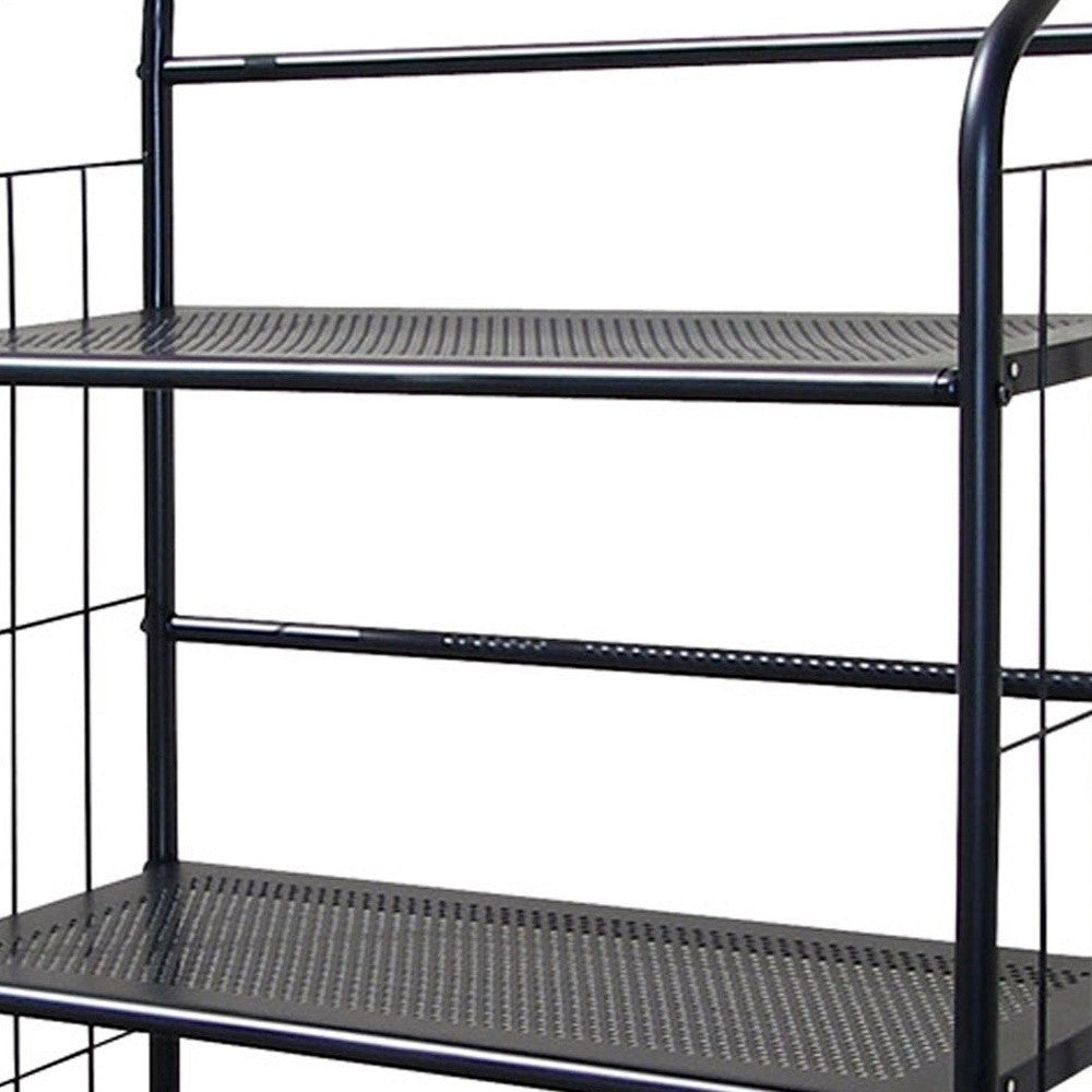 Black 3 Shelf Metal Standing Book Shelf By Homeroots | Shelves & Shelving Units | Modishstore - 4