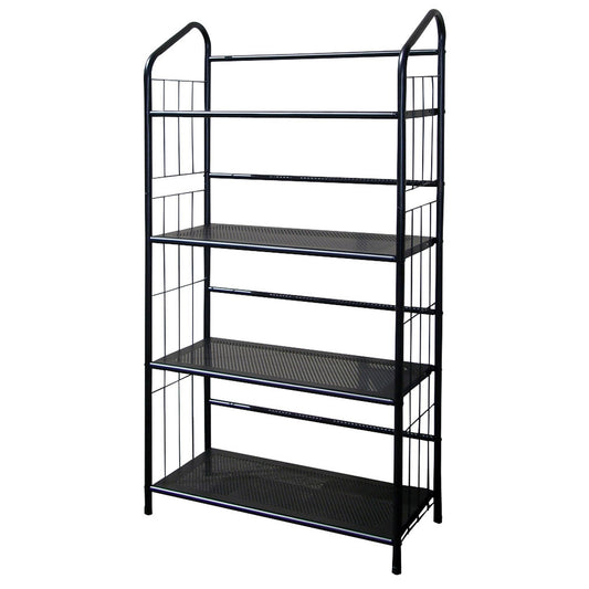 Black Four Shelf Metal Standing Book Shelf By Homeroots | Shelves & Shelving Units | Modishstore