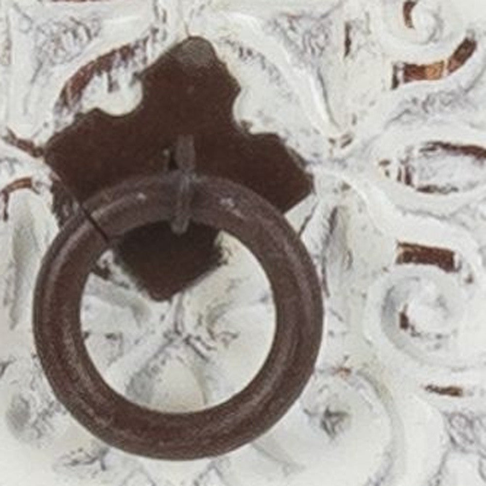 Distressed White Wooden Carved 3 Drawer Cabinet By Homeroots | Drawers | Modishstore - 5