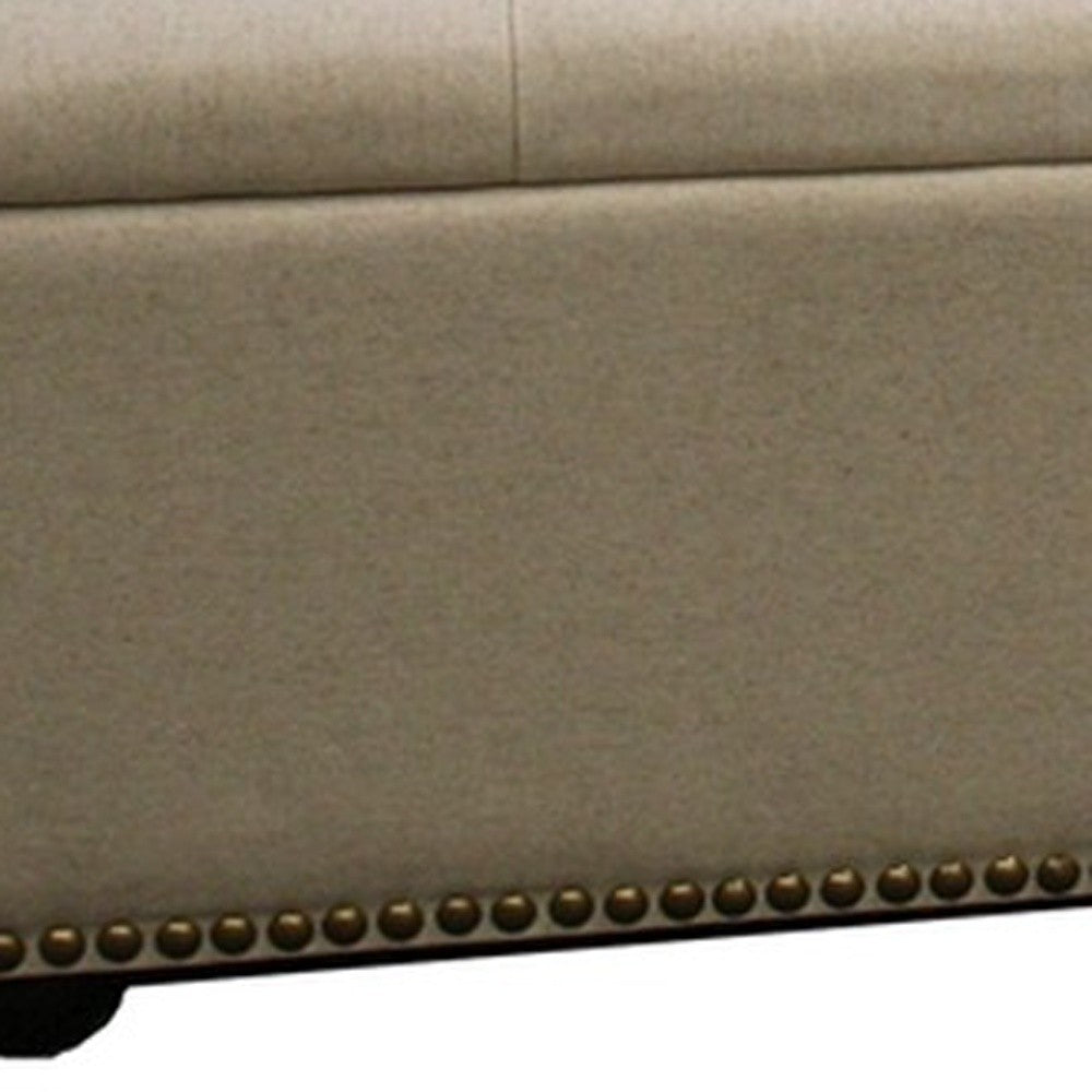 Beige Nailhead Storage Bench Ottoman Four Piece Set By Homeroots | Benches | Modishstore - 8