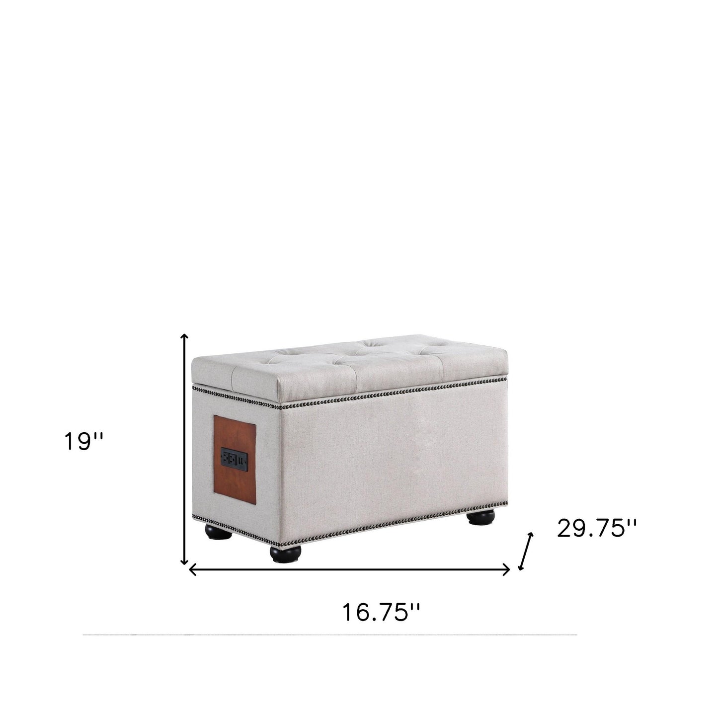 Natural Tufted Storage Ottoman with Charging Station By Homeroots | Ottomans | Modishstore - 6