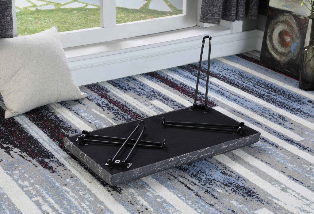 31" Black and White Postcard Microfiber Folding Bench By Homeroots | Benches | Modishstore - 8