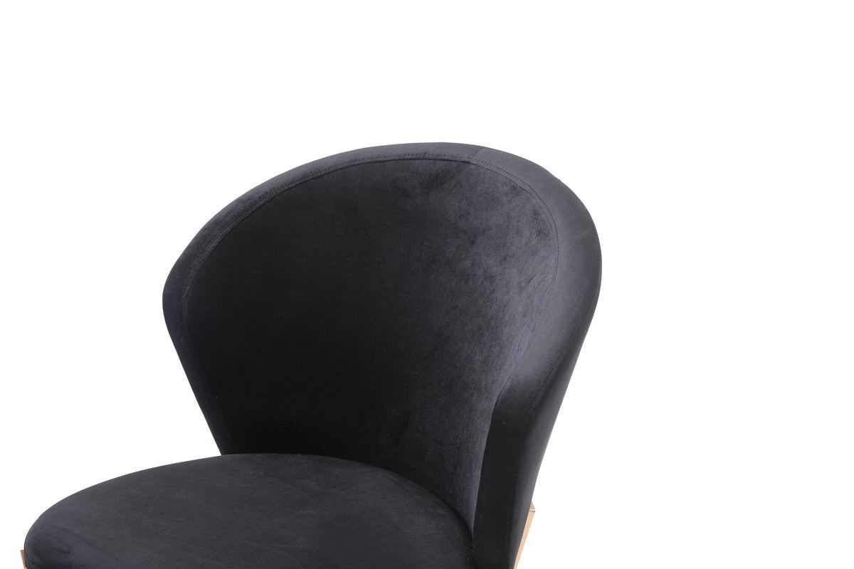 Set of Two Black Velvet Rosegold Dining Chairs By Homeroots | Dining Chairs | Modishstore - 7
