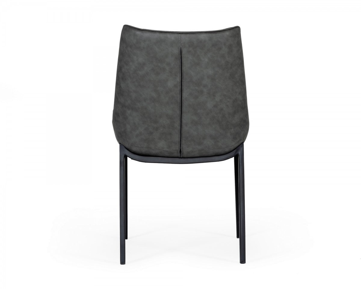 Set of Two Gray Faux Leather Dining Chairs By Homeroots - 472263 | Dining Chairs | Modishstore - 5