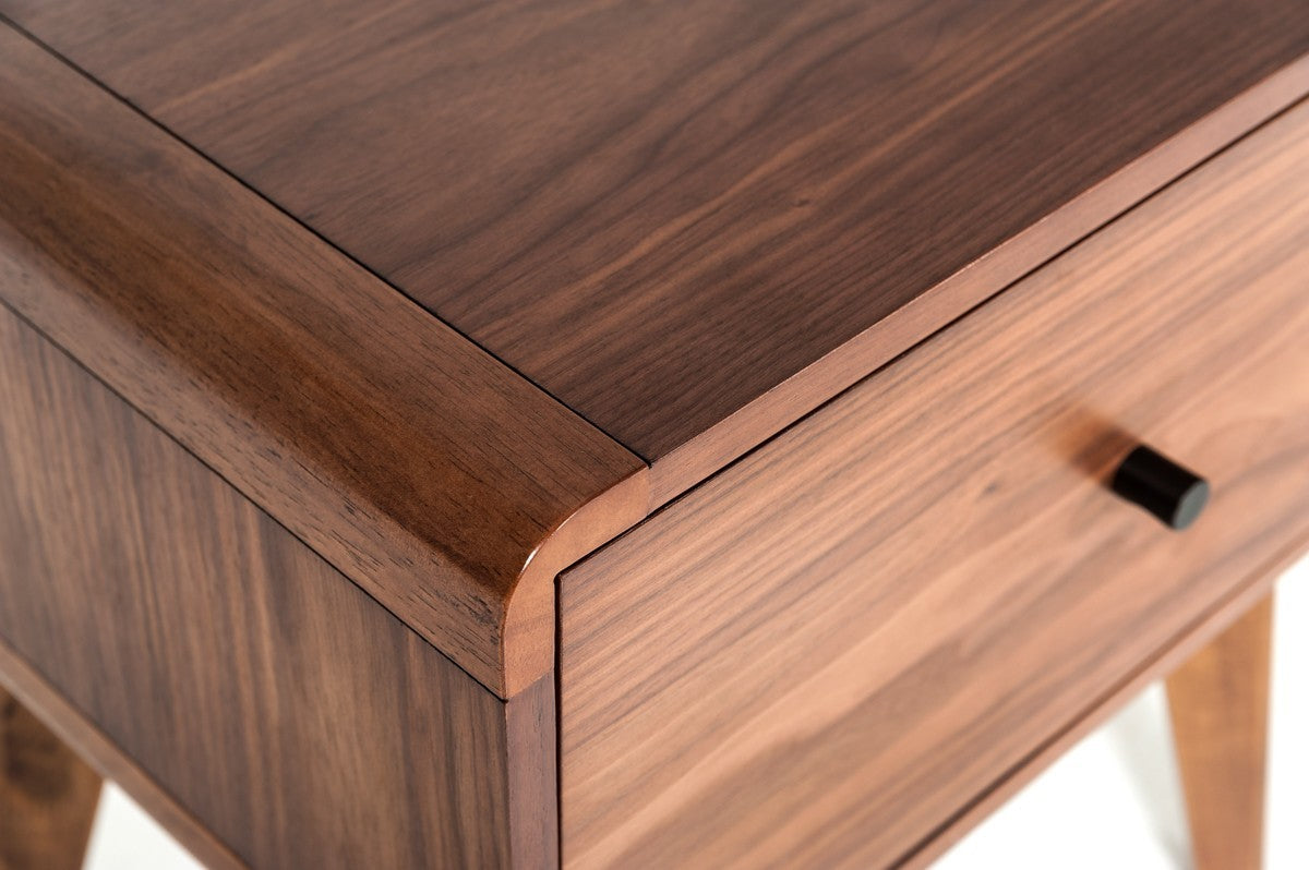 Modern Mid Century Walnut Nightstand With Single Drawer By Homeroots | Nightstands | Modishstore - 6