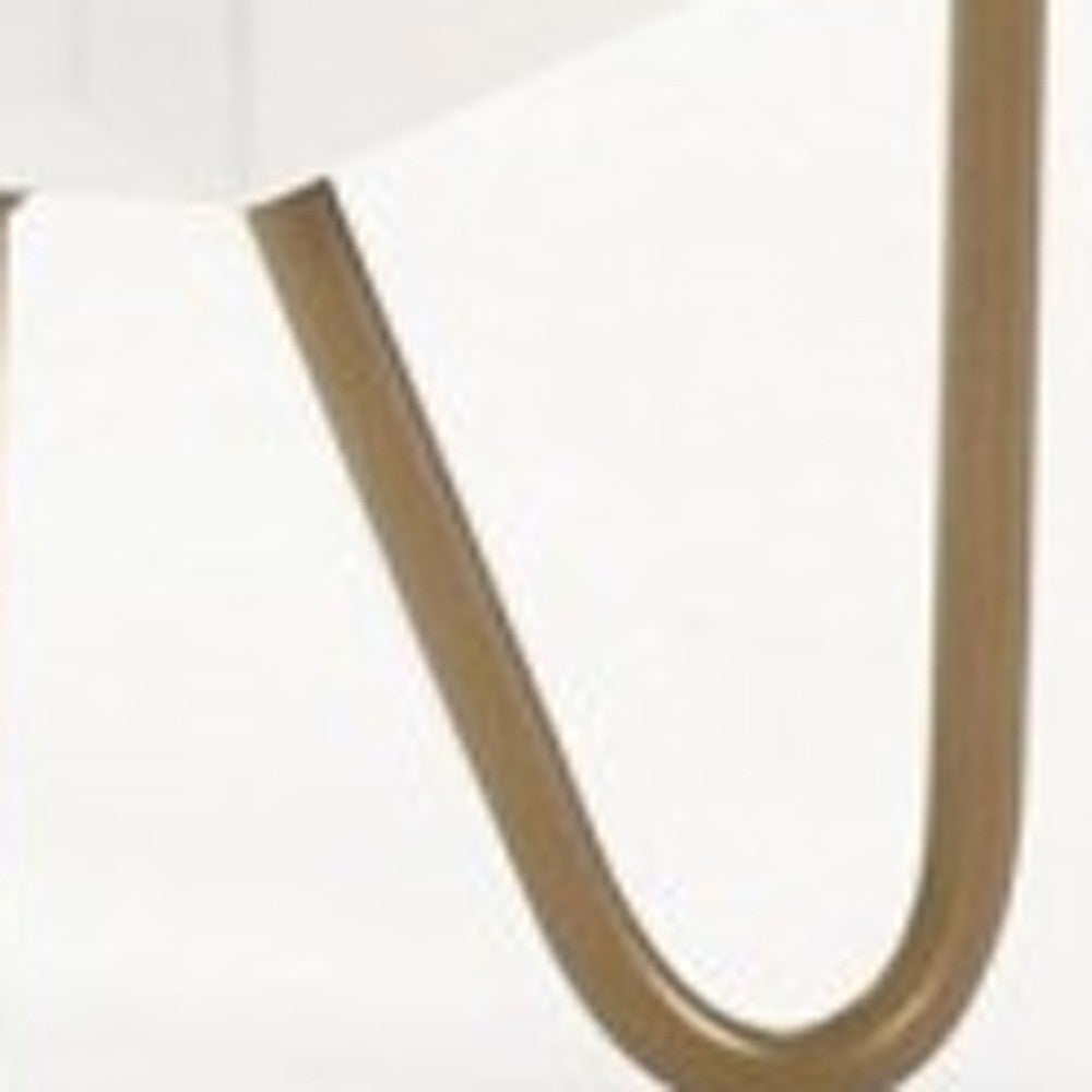 Contemporary White And Gold Nightstand With Two Drawers By Homeroots | Nightstands | Modishstore - 4