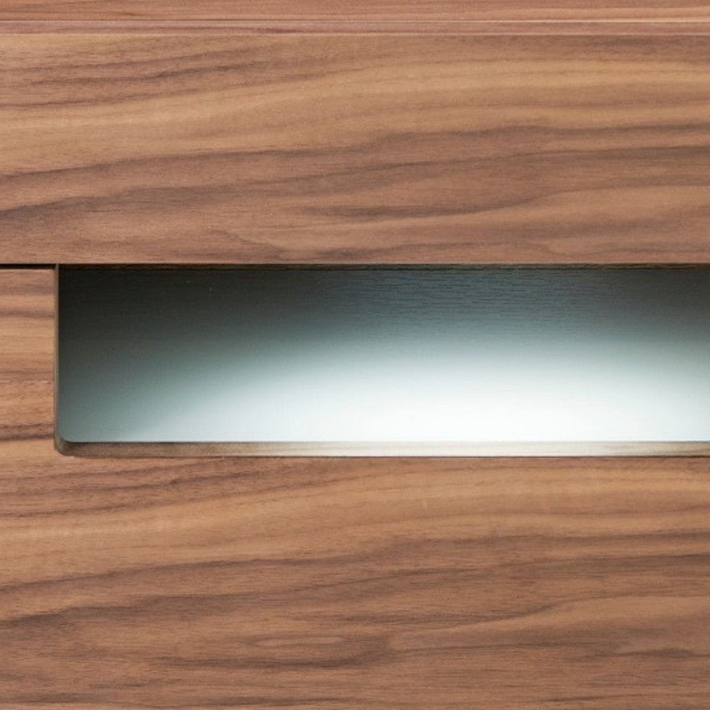 Dazzling Contemporary Led Walnut Nightstand With Two Drawers By Homeroots | Nightstands | Modishstore - 6