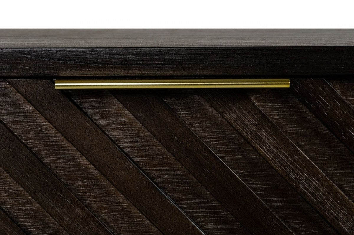 Classic Chevron Dark Brown Nightstand With Two Drawers By Homeroots | Nightstands | Modishstore - 4