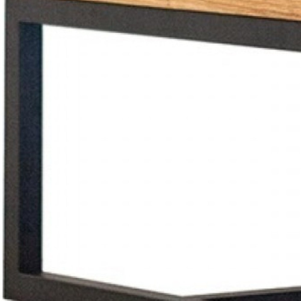 Rustic Natural Oak And Black Metal End Table By Homeroots | End Tables | Modishstore - 5