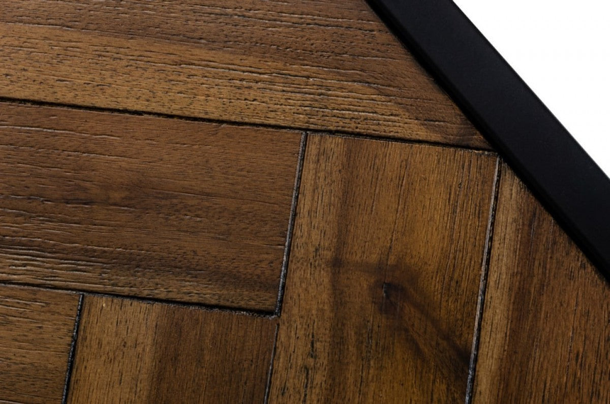 Modern Rustic Brown and Black Chevron Wood and Metal End Table By Homeroots | End Tables | Modishstore - 4