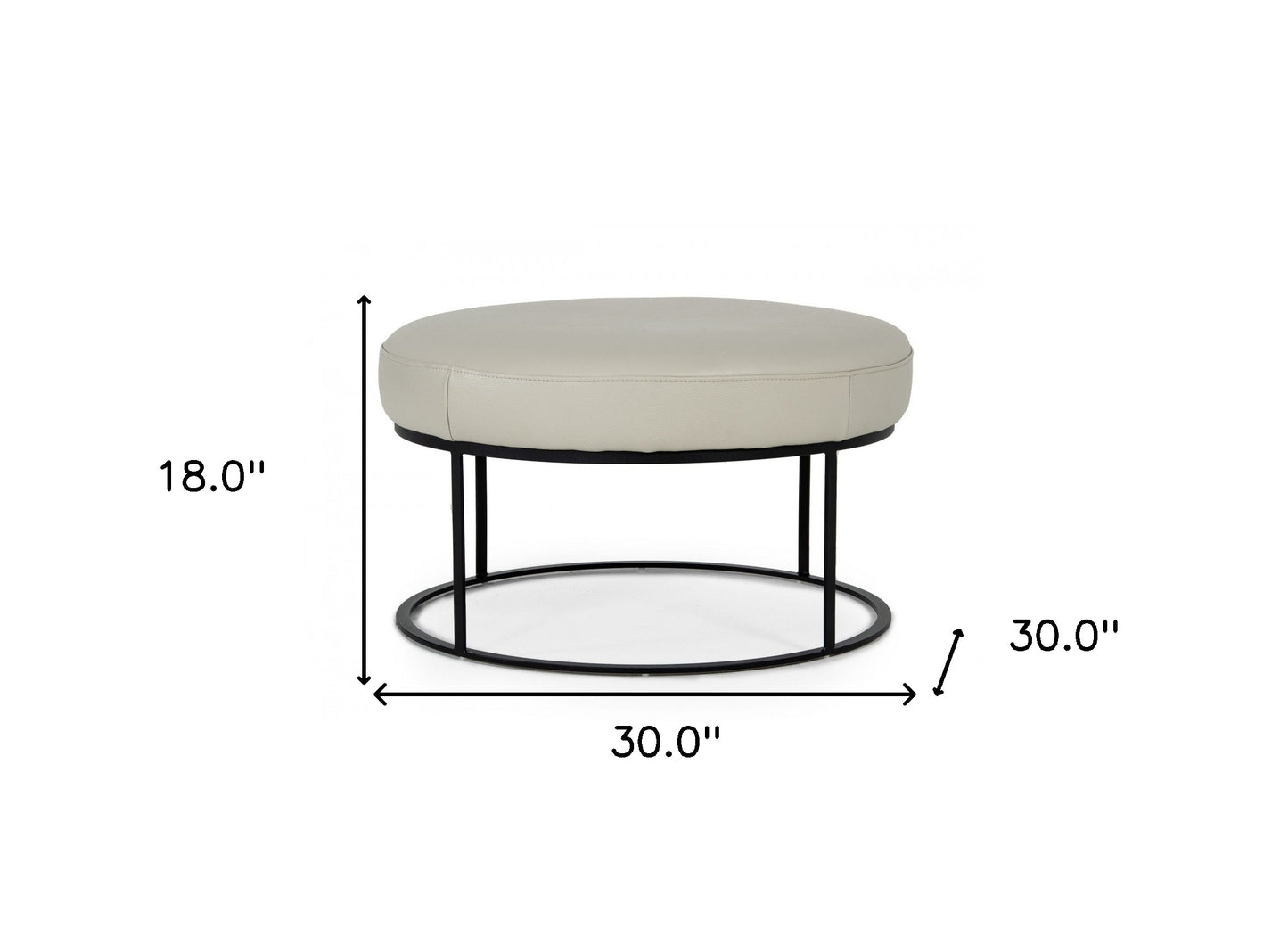 Compact 30" Round Camel Leather Ottoman Stool By Homeroots | Ottomans | Modishstore - 21