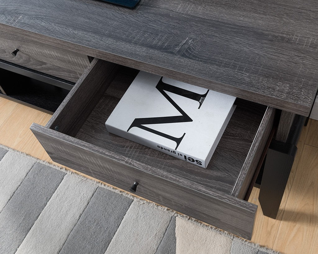 Modern Distressed Gray and Black TV Stand By Homeroots | TV Stands | Modishstore - 3