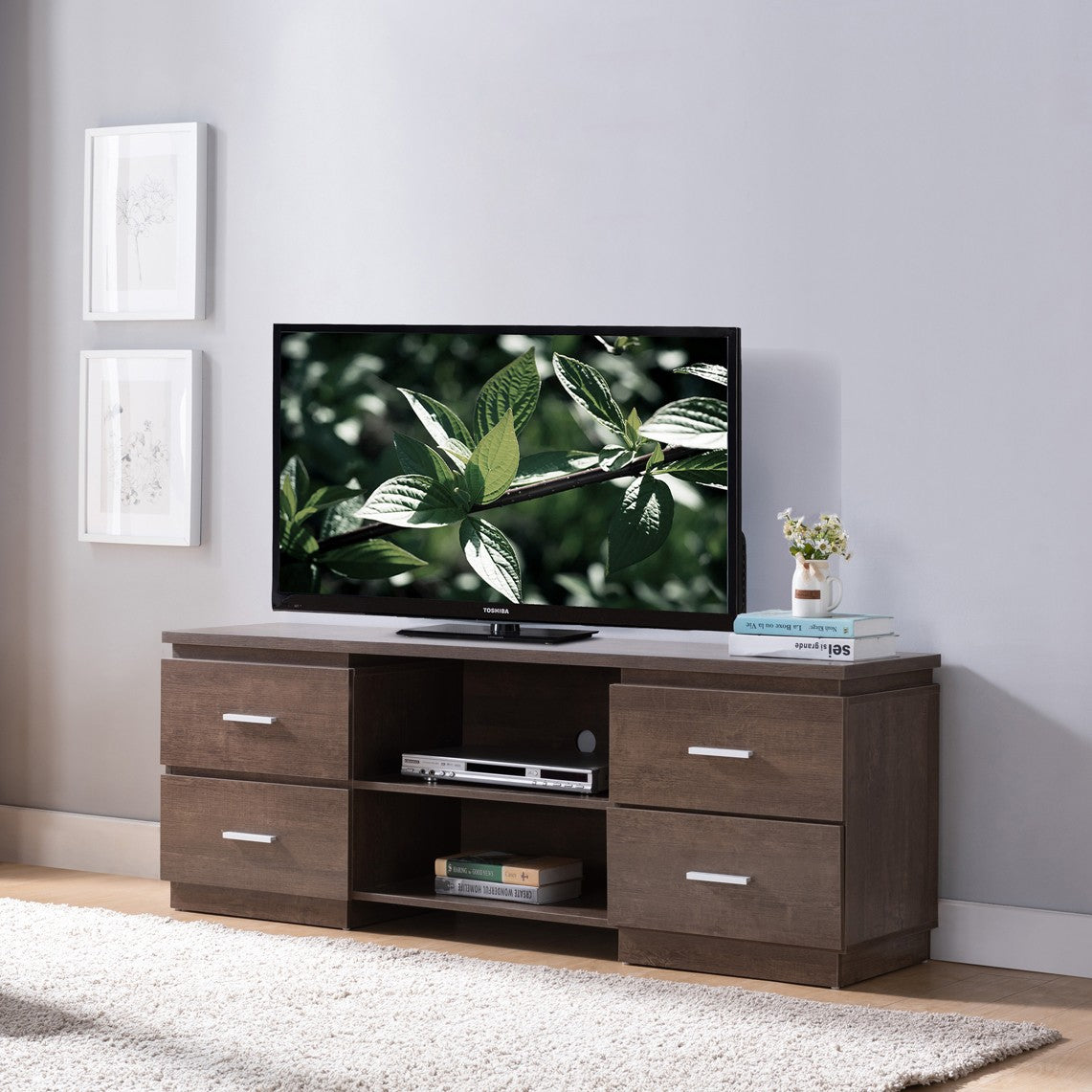 Modern Rustic Walnut Oak TV Stand By Homeroots | TV Stands | Modishstore