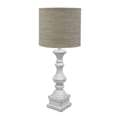 Distressed Whitewash Beige and White Striped Shade Table Lamp By Homeroots