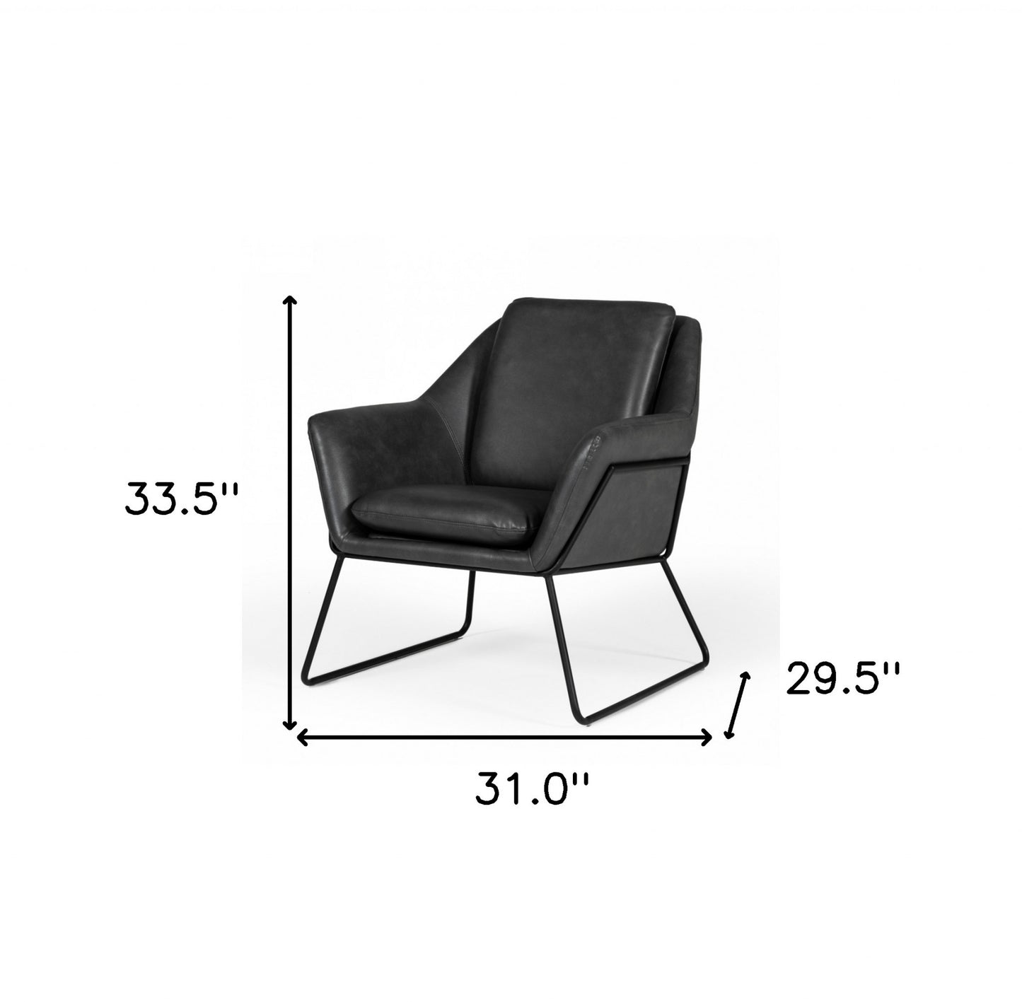 Industrial Grey Faux Leather And Black Accent Chair By Homeroots | Accent Chairs | Modishstore - 8