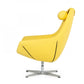 Modern Yellow Faux Leather And Steel Swivel Chair By Homeroots | Accent Chairs | Modishstore - 4