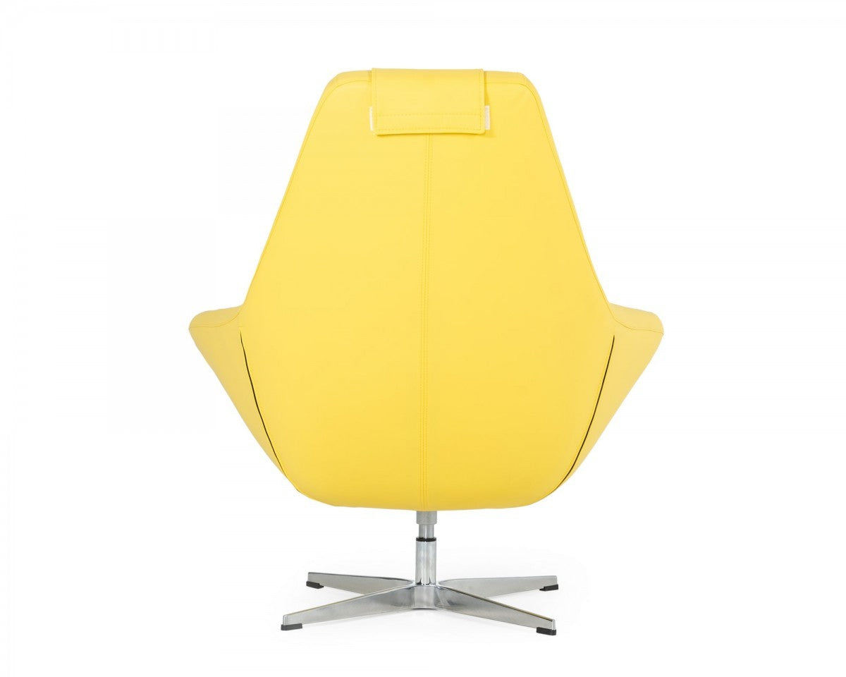 Modern Yellow Faux Leather And Steel Swivel Chair By Homeroots | Accent Chairs | Modishstore - 6
