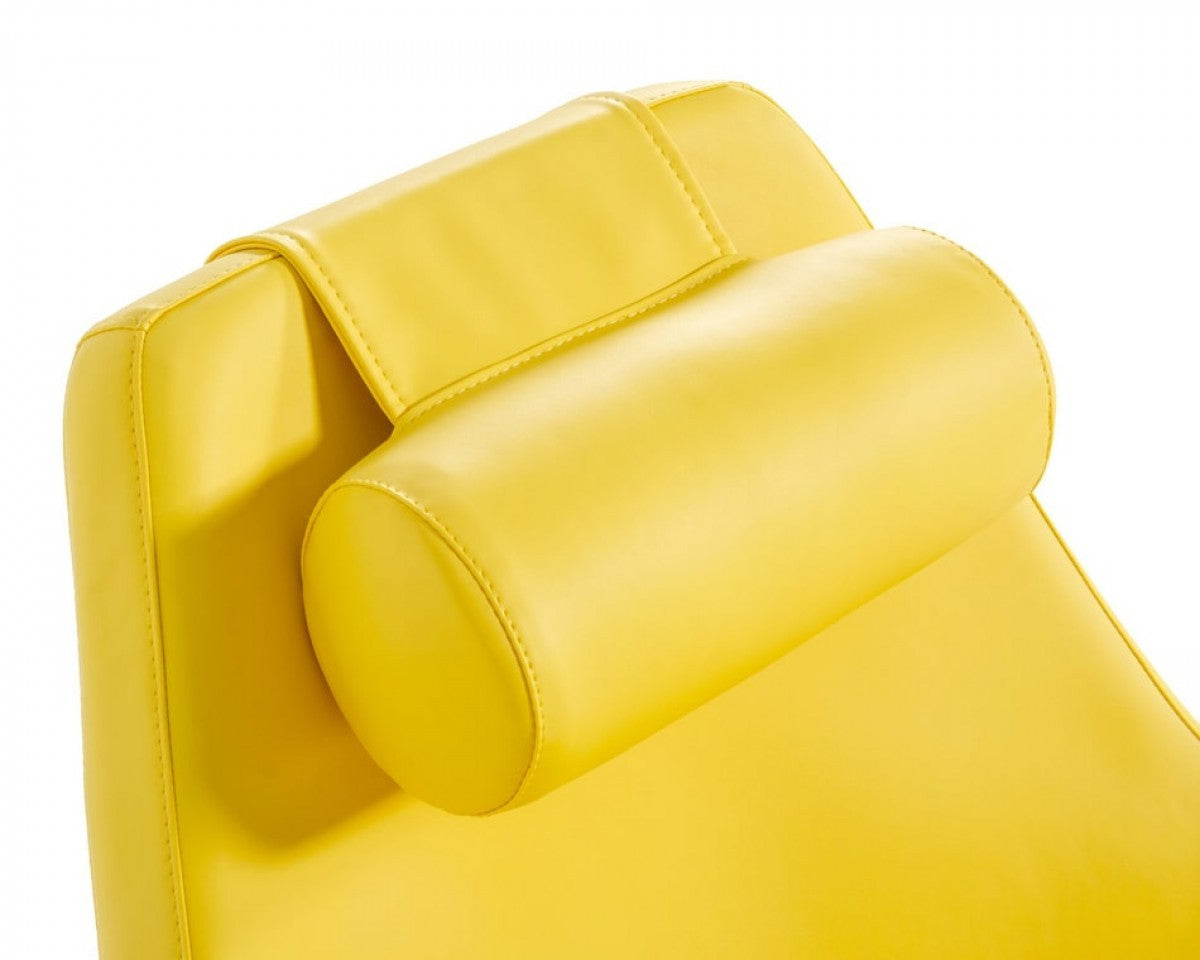 Modern Yellow Faux Leather And Steel Swivel Chair By Homeroots | Accent Chairs | Modishstore - 7