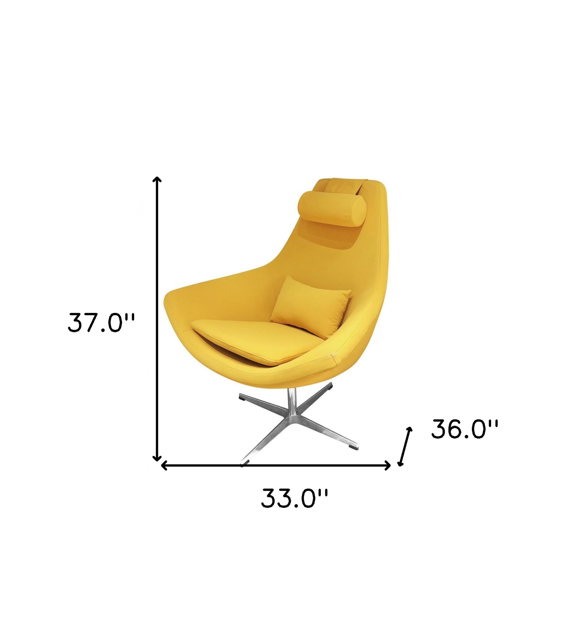 Modern Yellow Faux Leather And Steel Swivel Chair By Homeroots | Accent Chairs | Modishstore - 9