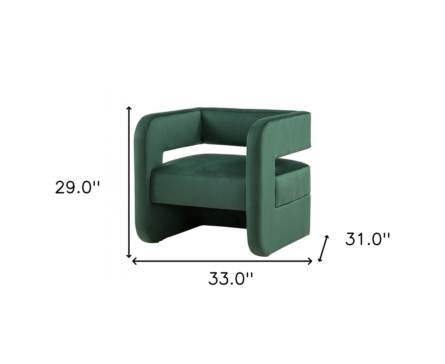 Modern Green Velvet U Shaped Chair By Homeroots | Accent Chairs | Modishstore - 6