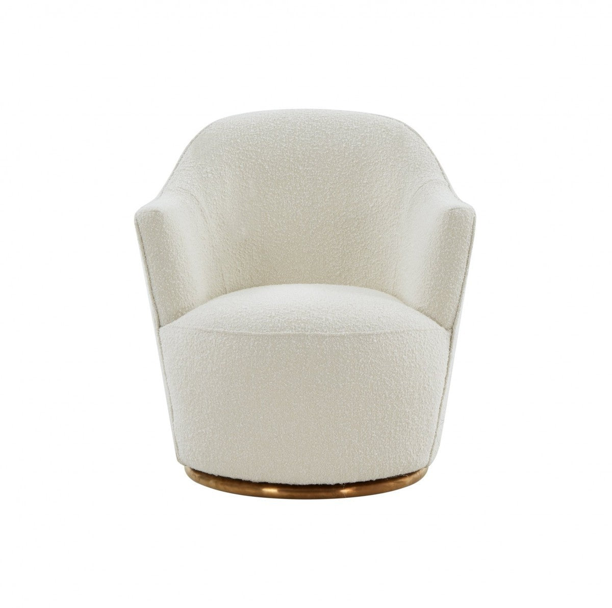 Stylish Sherpa And Gold Metal Swivel Chair By Homeroots | Accent Chairs | Modishstore - 2