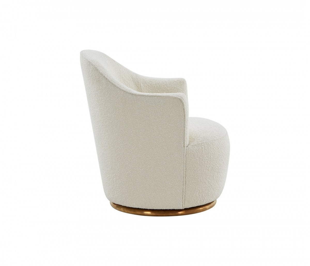 Stylish Sherpa And Gold Metal Swivel Chair By Homeroots | Accent Chairs | Modishstore - 4