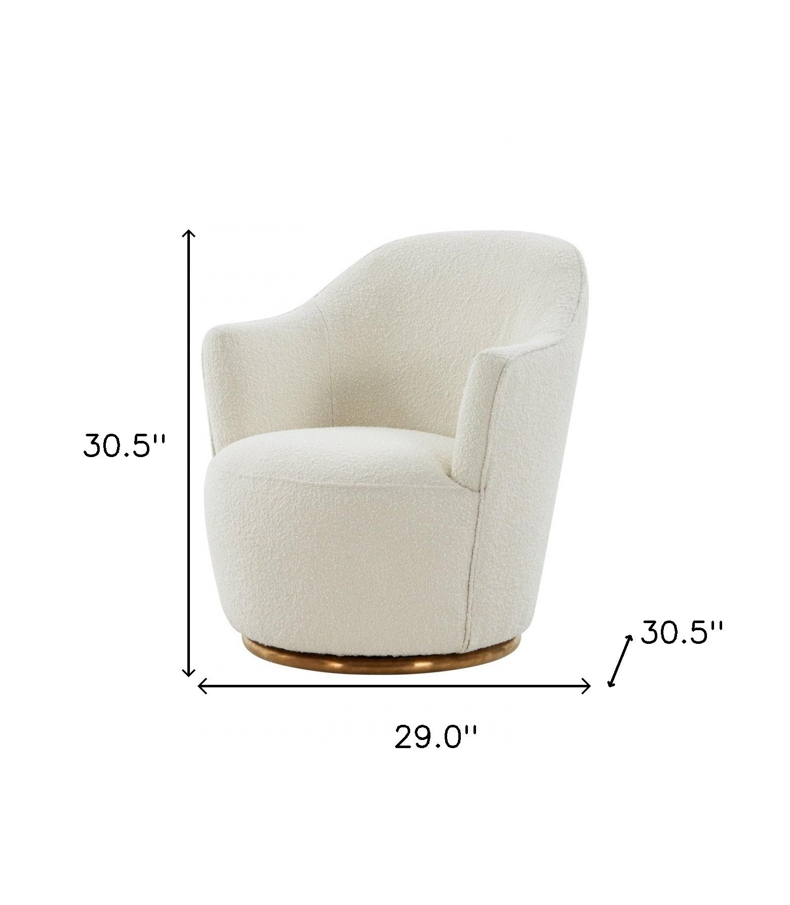 Stylish Sherpa And Gold Metal Swivel Chair By Homeroots | Accent Chairs | Modishstore - 5