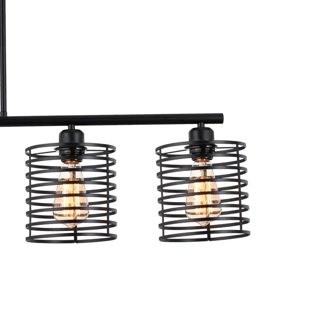Industrial Black Cage Five Light Metal Pendant Chandelier By Homeroots | Pendant Lamps | Modishstore - 9
