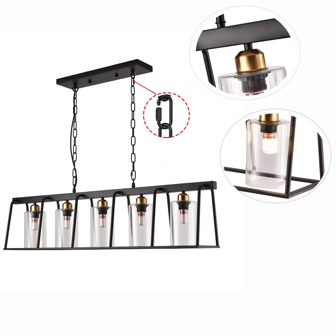 Black Modern Farmhouse Five Light Hanging Chandelier By Homeroots- do not publish | Chandeliers | Modishstore - 6