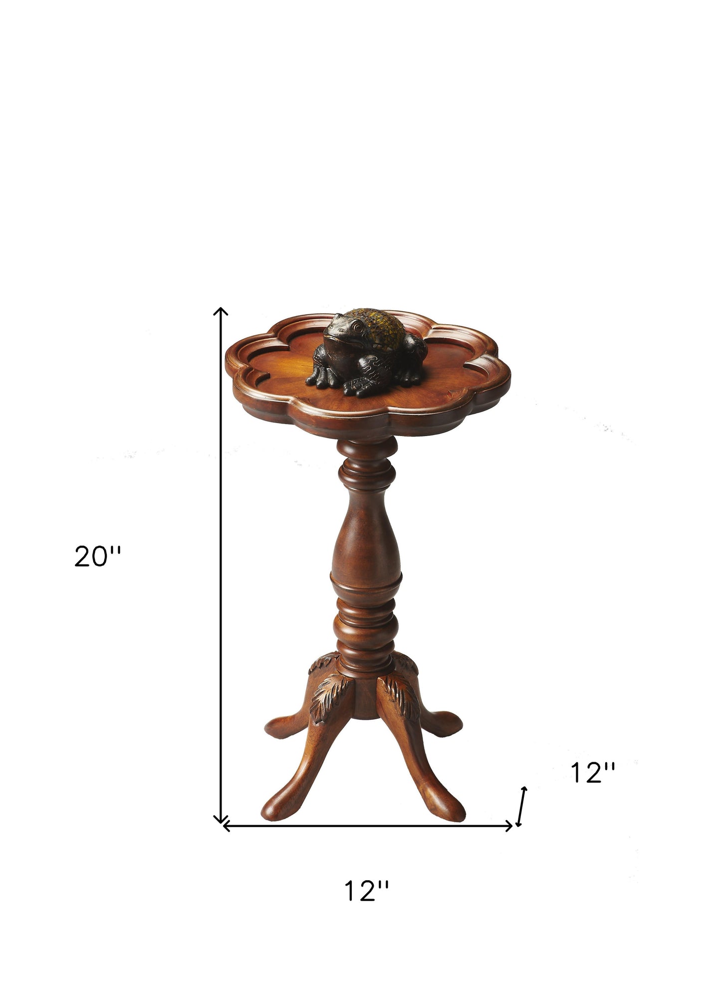20" Medium Brown And Olive Ash Wood Floral Top End Table By Homeroots | End Tables | Modishstore - 6