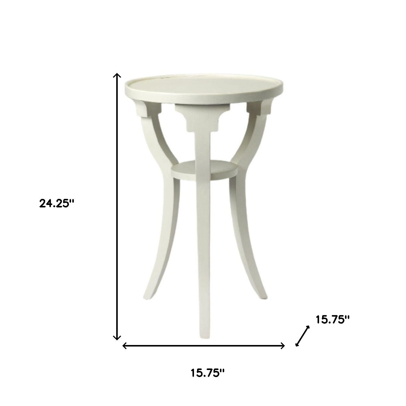 24" White And Cottage White Manufactured Wood Round End Table With Shelf By Homeroots | End Tables | Modishstore - 5