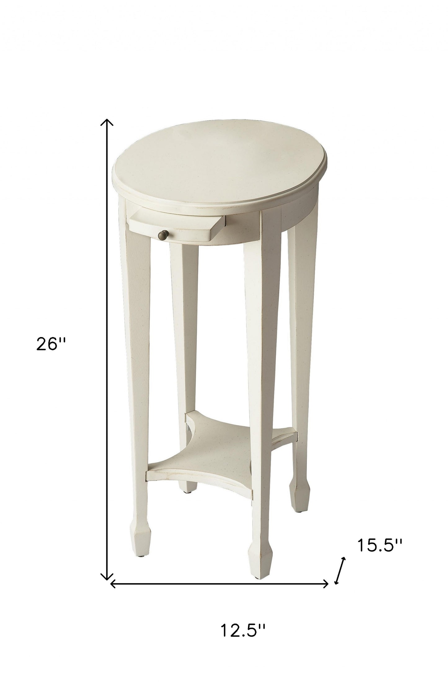 26" White And Cottage White Manufactured Wood Oval End Table With Shelf By Homeroots | End Tables | Modishstore - 7
