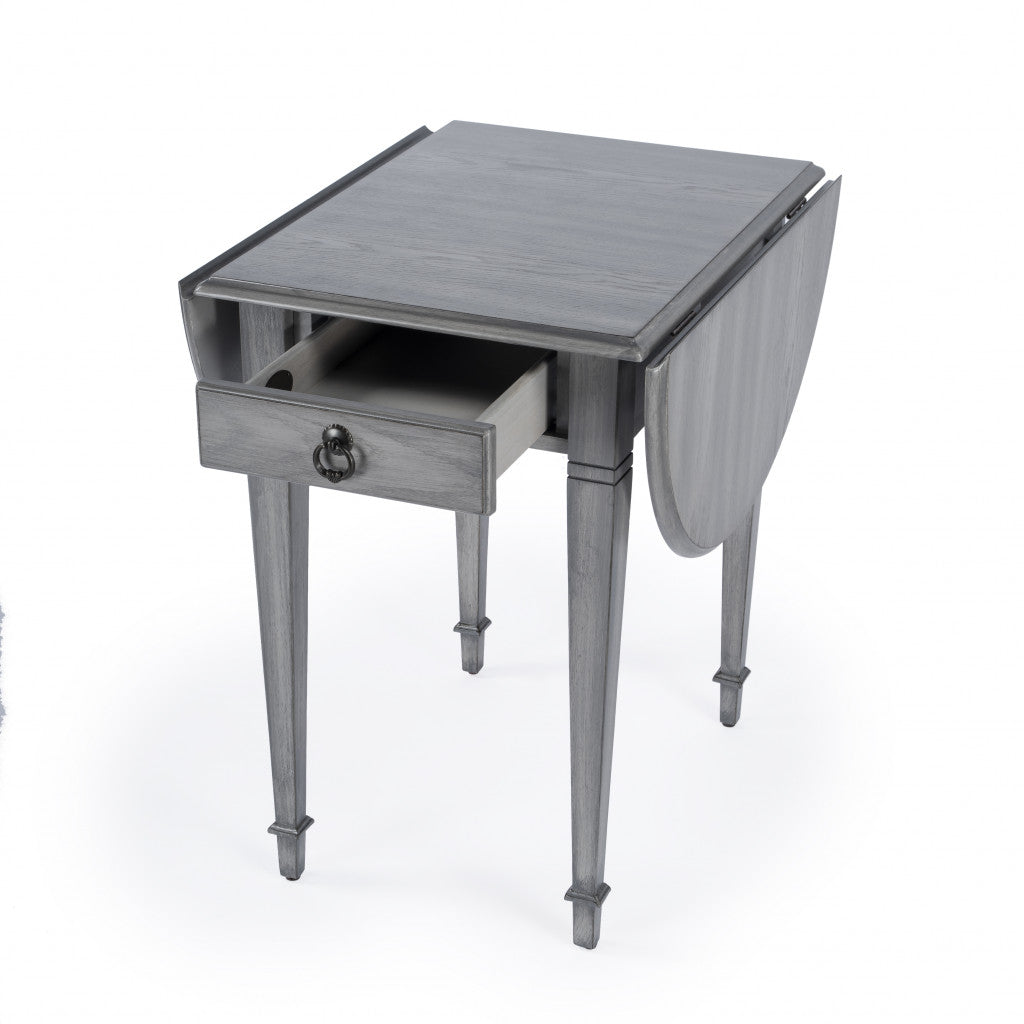 28" Grey Manufactured Wood Oval End Table With Drawer By Homeroots | End Tables | Modishstore - 9