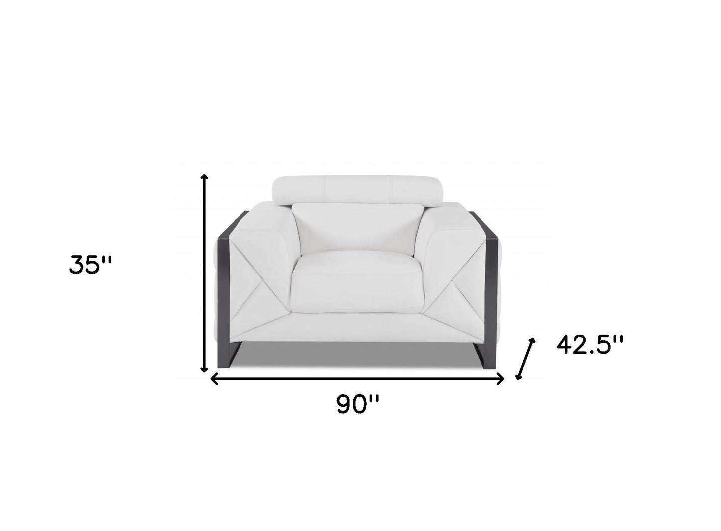 Three Piece White Italian Leather Six Person Seating Set By Homeroots | Sofa Set | Modishstore - 7